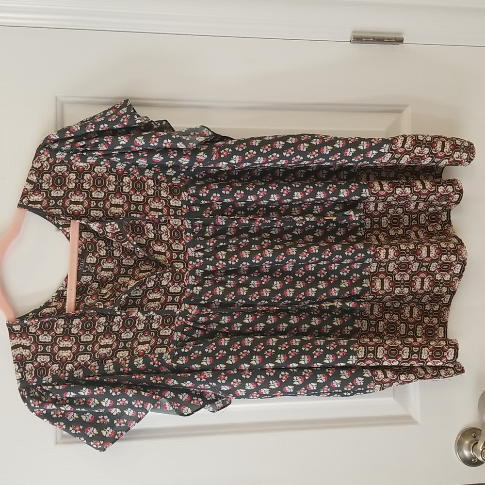 NYDJ Black and Red Floral Blouse